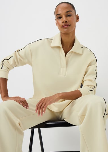 Cream Scuba Rugby Collar Co Ord Top