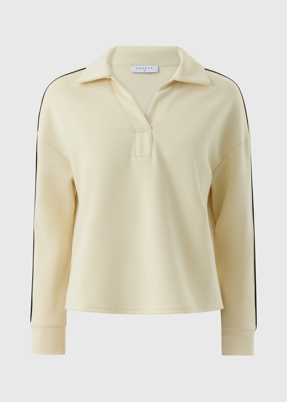 Cream Scuba Rugby Collar Co Ord Top