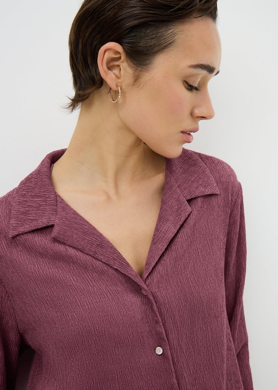 Berry Textured Co Ord Shirt