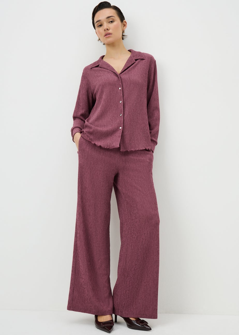 Berry Textured Co Ord Shirt