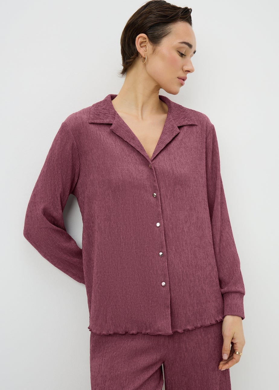 Berry Textured Co Ord Shirt