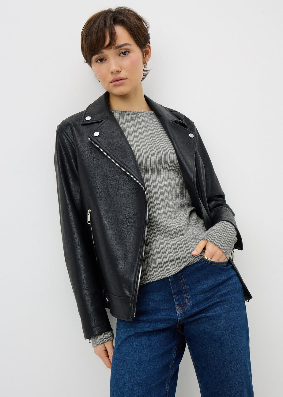 Grey Ribbed Long Sleeve Top