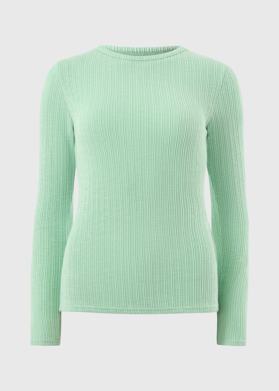 Green Ribbed Long Sleeve Top