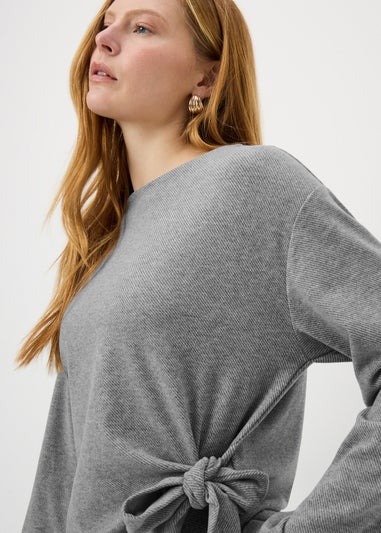 Grey Marl Soft Touch Co Ord Side Tie Top