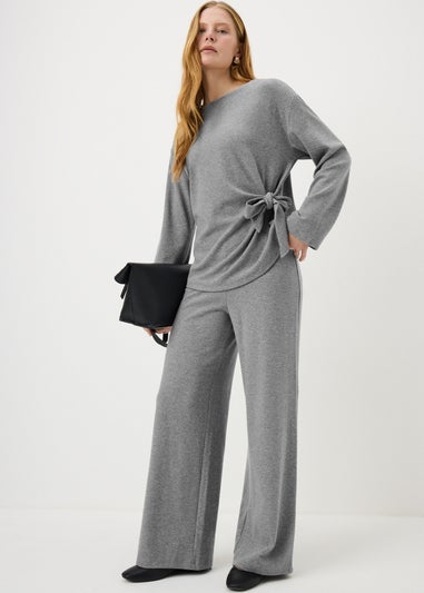 Grey Marl Soft Touch Co Ord Side Tie Top