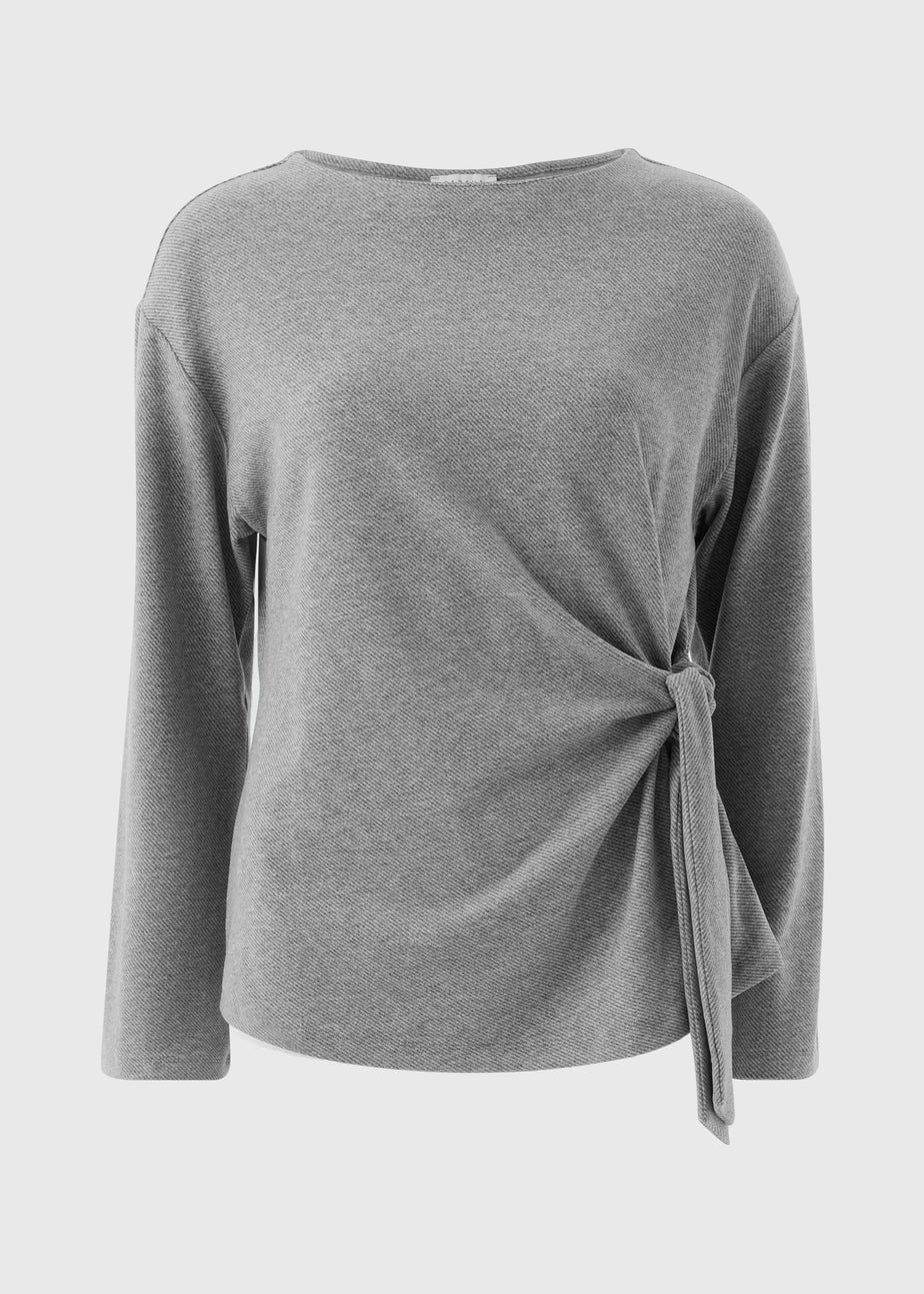 Grey Marl Soft Touch Co Ord Side Tie Top