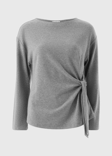 Grey Marl Soft Touch Co Ord Side Tie Top