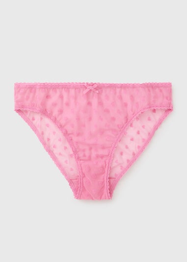Pink Heart Flock High Leg Knickers