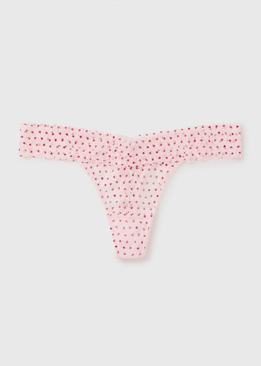 Pink Heart Lace Band Thong Knicker