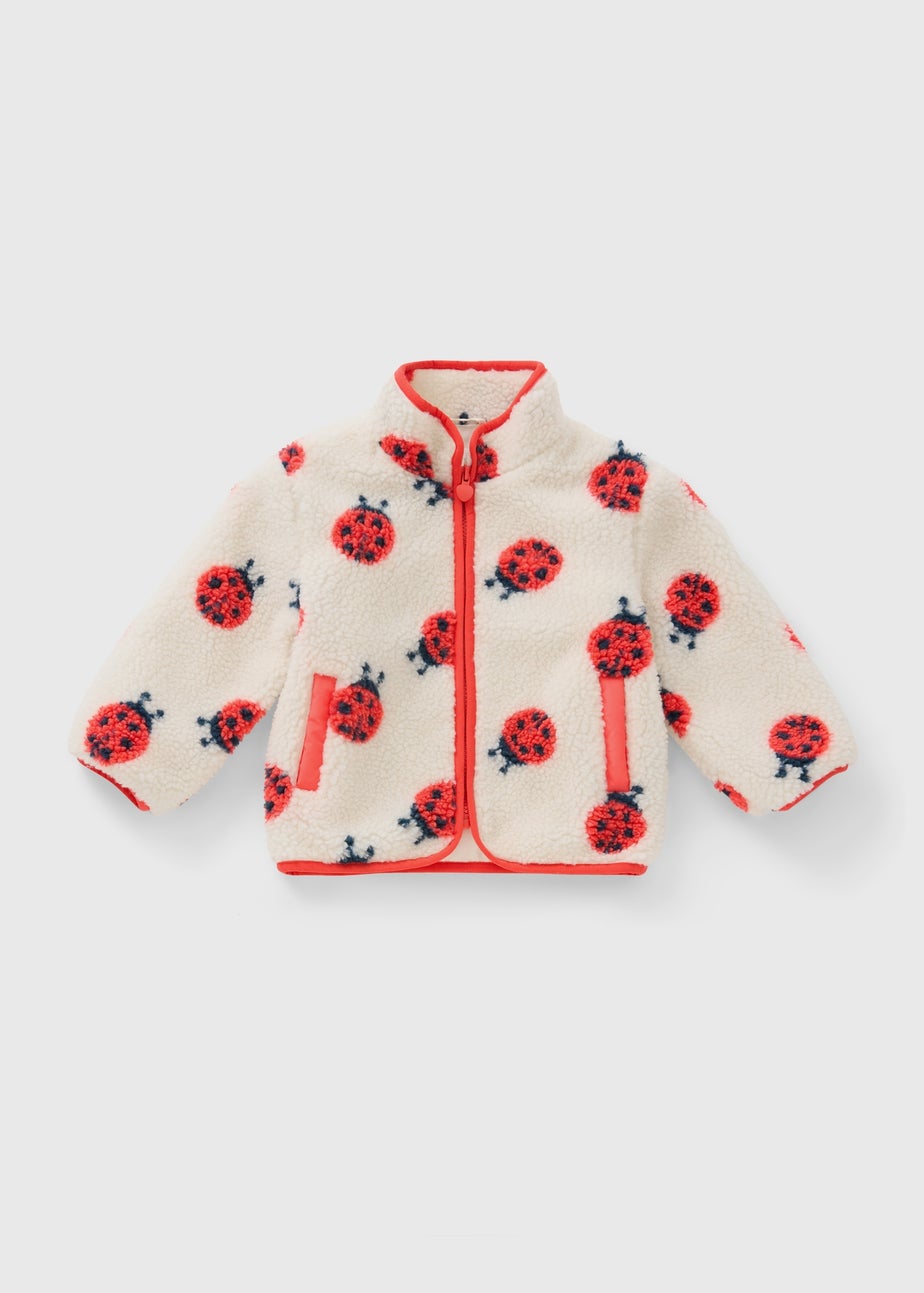 Girls Cream Ladybird Borg Jacket (1-7yrs)