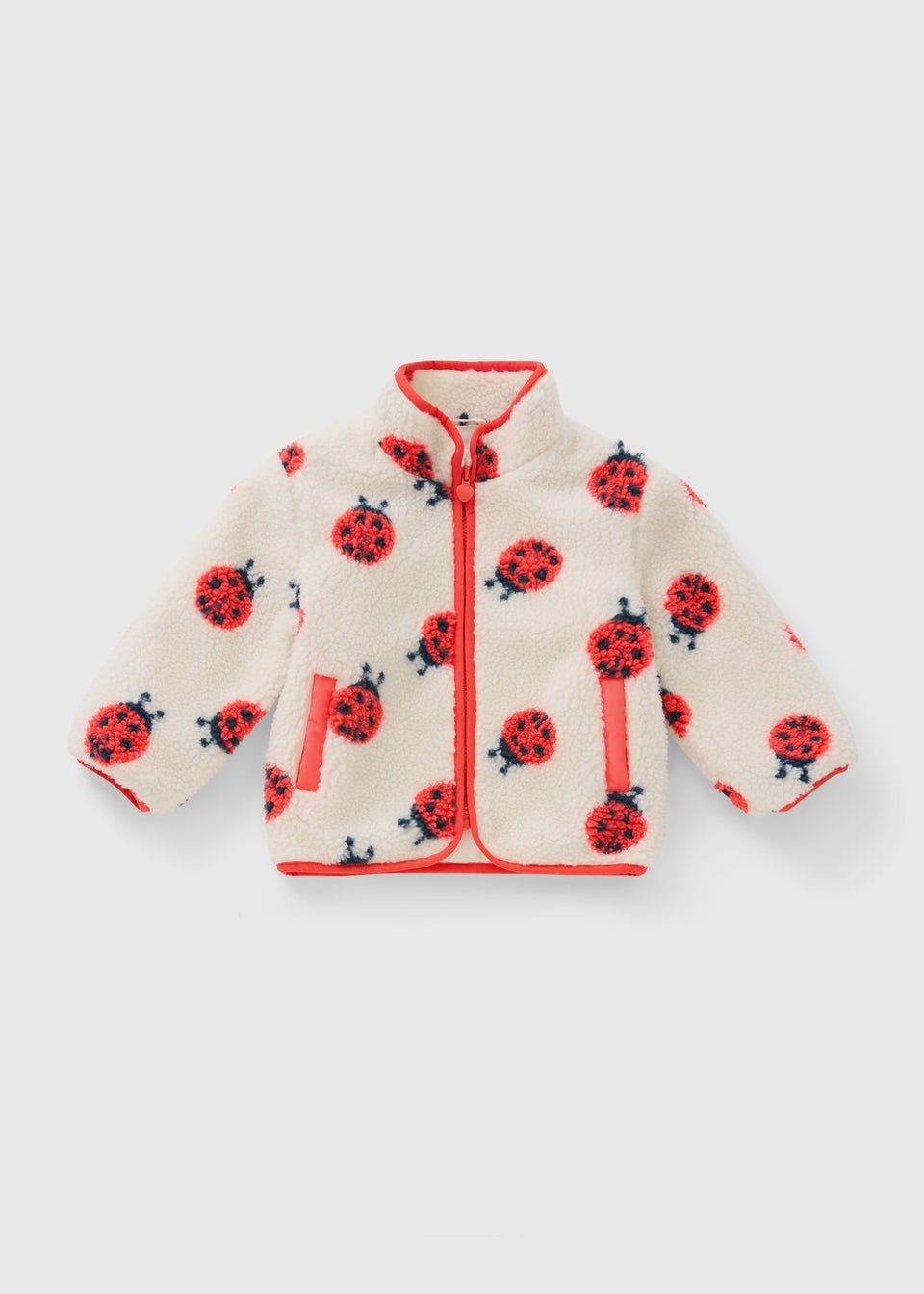 Girls Cream Ladybird Borg Jacket (1-7yrs)
