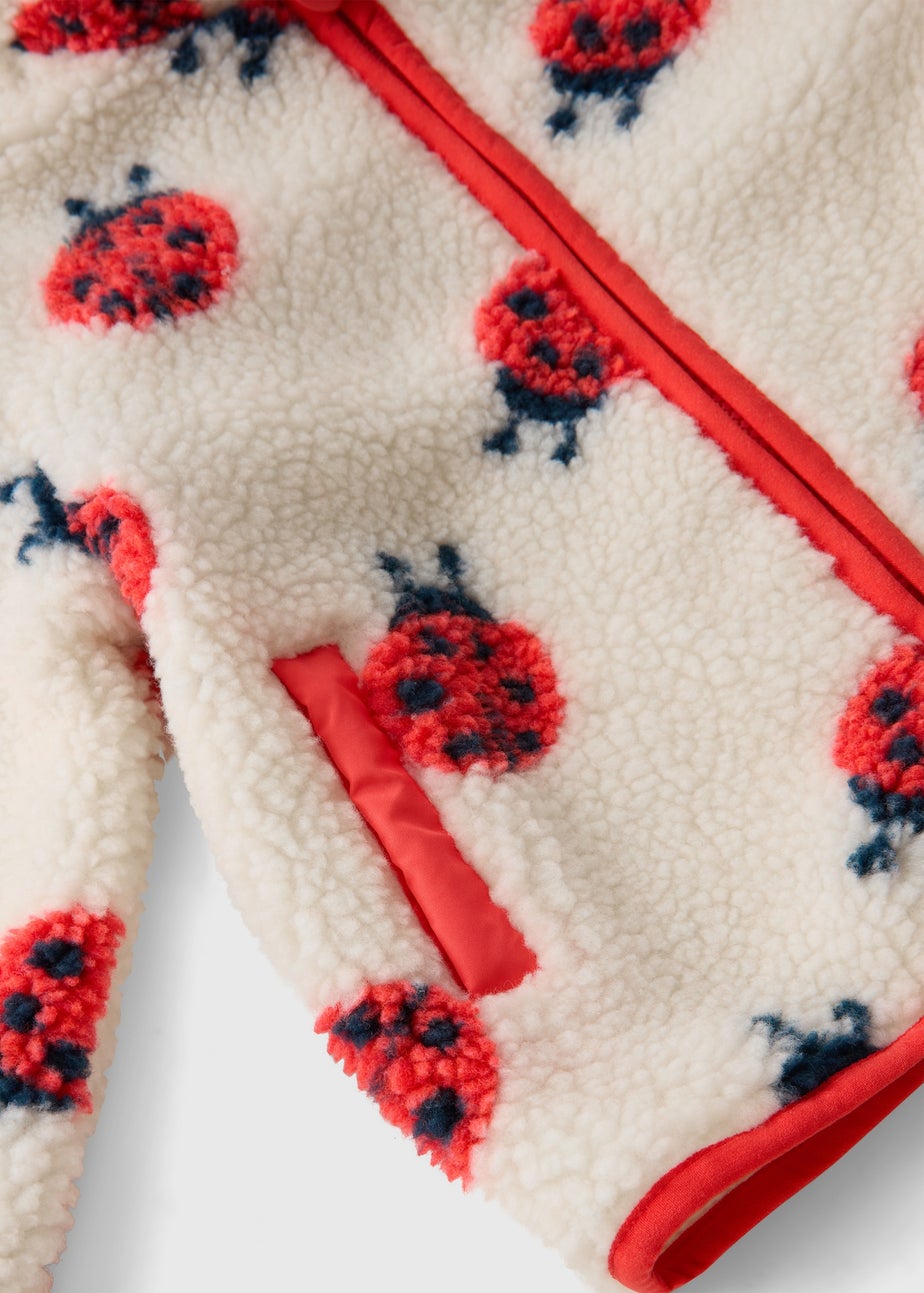 Girls Cream Ladybird Borg Jacket (1-7yrs)