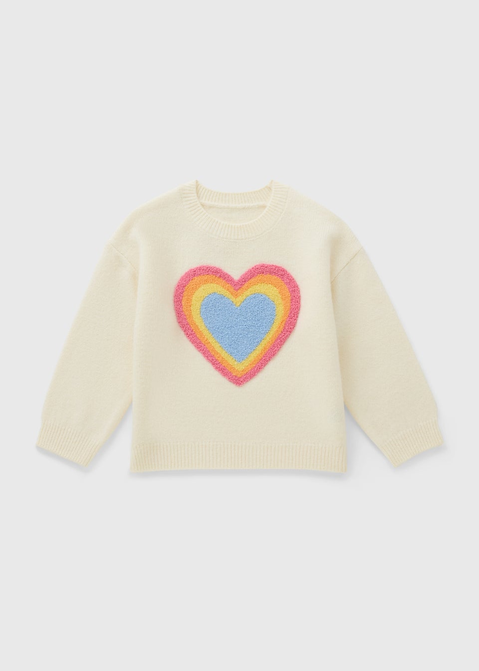 Girls Cream Heart Knitted Jumper (1-7yrs)