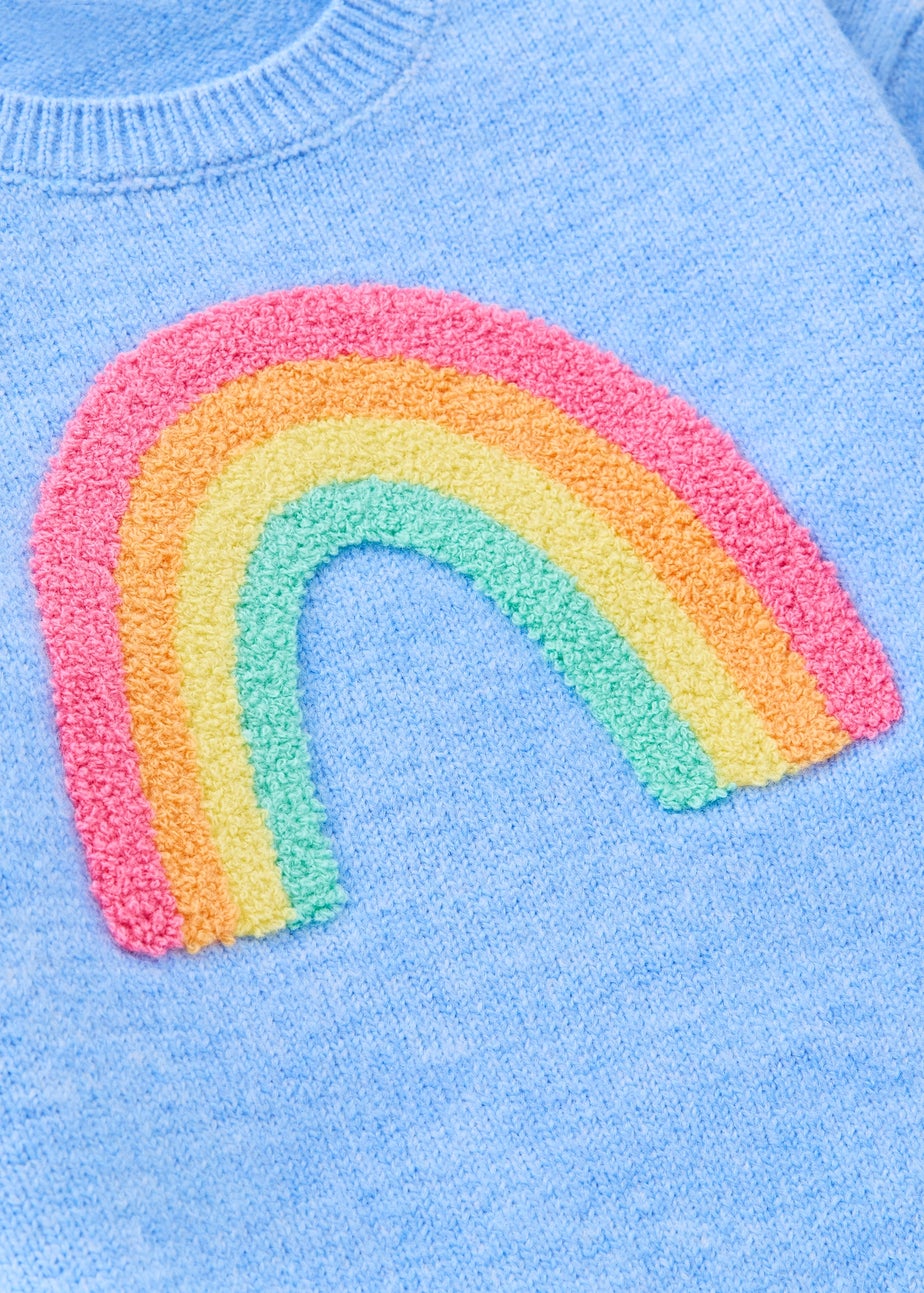 Girls Blue Rainbow Knit Jumper (1-7yrs)