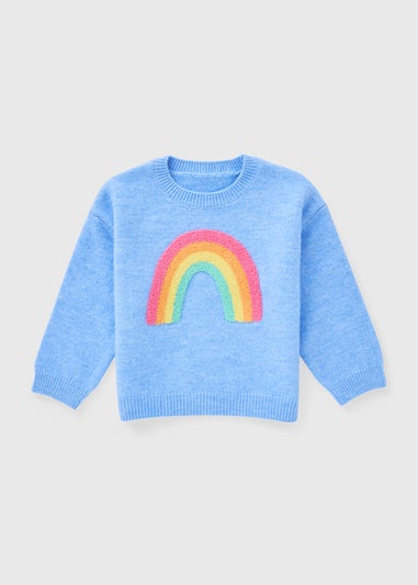 Girls Blue Rainbow Knit Jumper (1-7yrs)