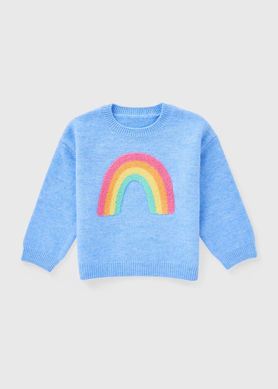 Girls Blue Rainbow Knit Jumper (1-7yrs)