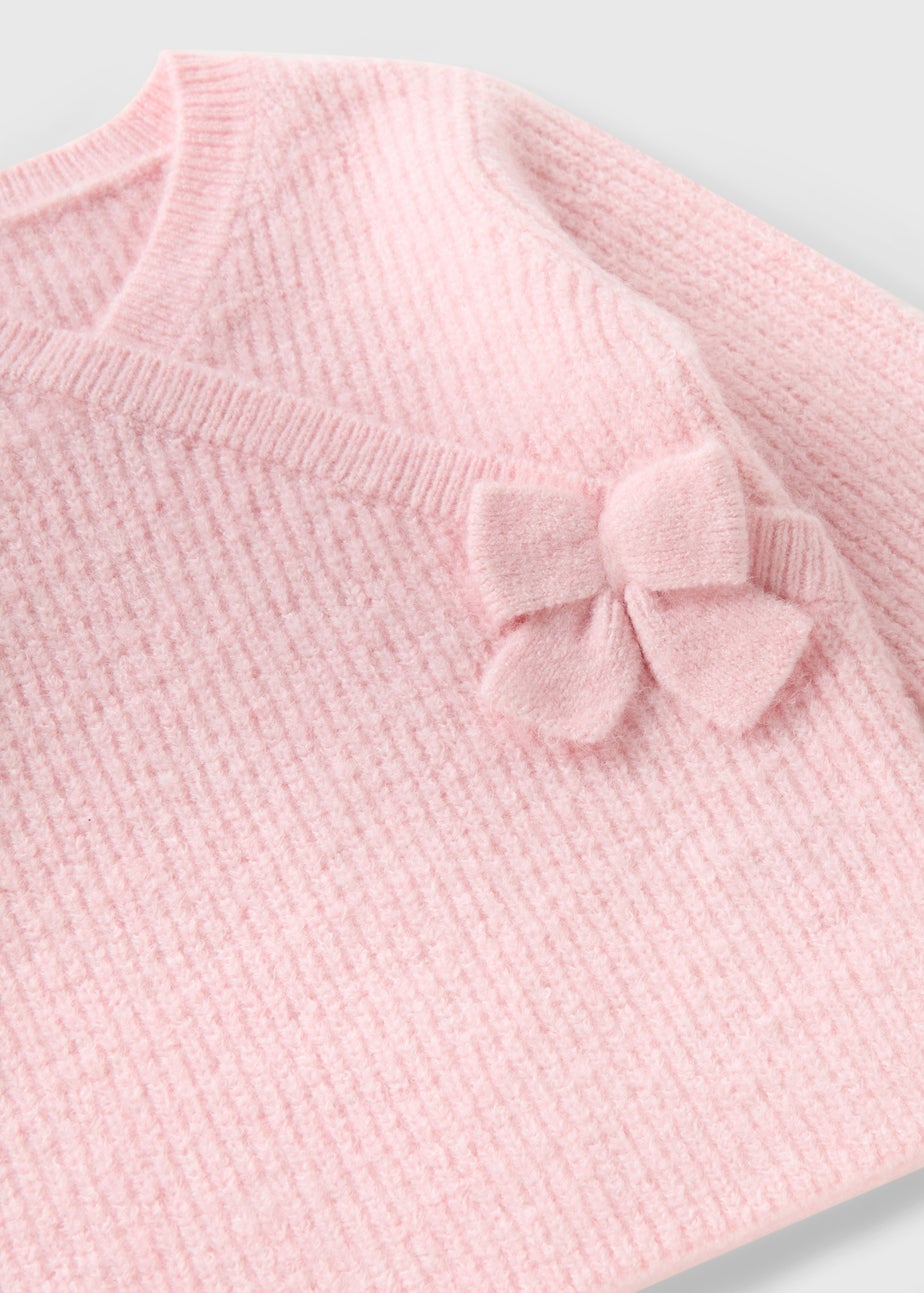 Girls Pink Ballet Wrap Bow Jumper (1-7yrs)