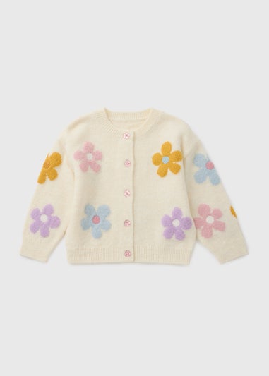 Girls Cream Flower Cardigan (1-7yrs)