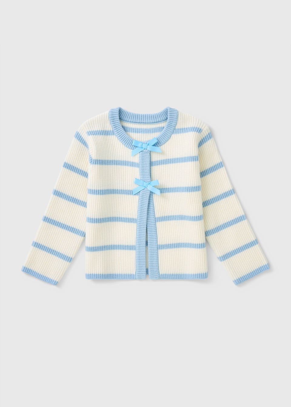 Girls Blue Stripe Bow Cardigan (1-7yrs)