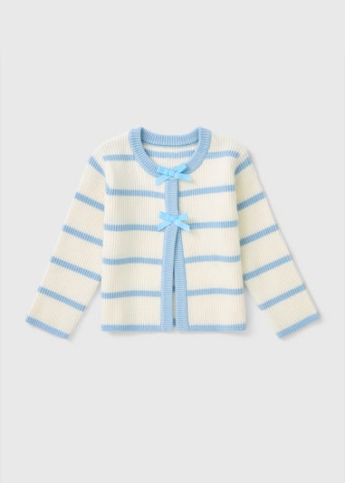Girls Blue Stripe Bow Cardigan (1-7yrs)