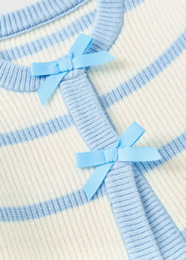 Girls Blue Stripe Bow Cardigan (1-7yrs)