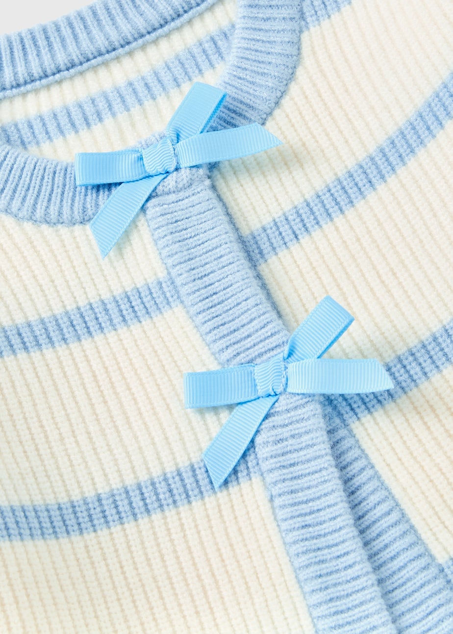 Girls Blue Stripe Bow Cardigan (1-7yrs)