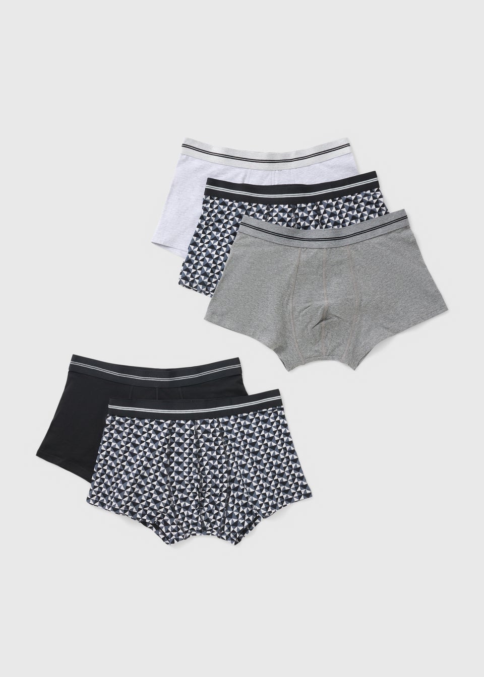 5 Pack Mono Geometrical Print Hipsters