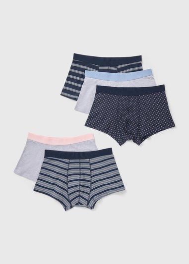 5 Pack Navy Stripe Spot Hipsters