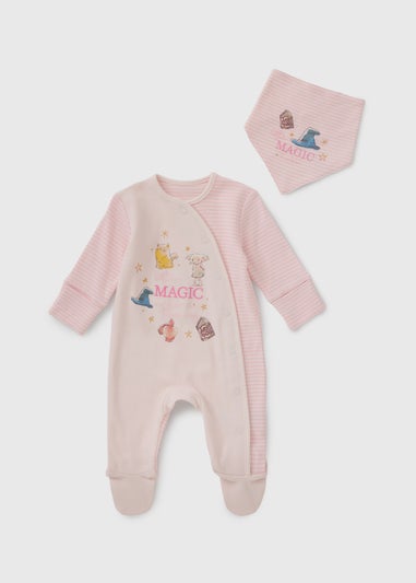 Harry Potter Baby Pink Ribbed Magic Sleepsuit & Bib Set (Newborn-12mths)