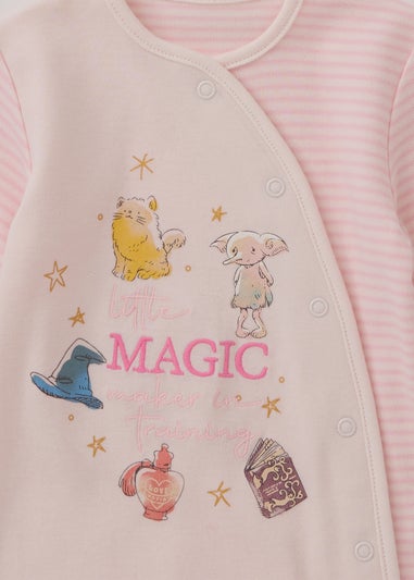 Harry Potter Baby Pink Ribbed Magic Sleepsuit & Bib Set (Newborn-12mths)