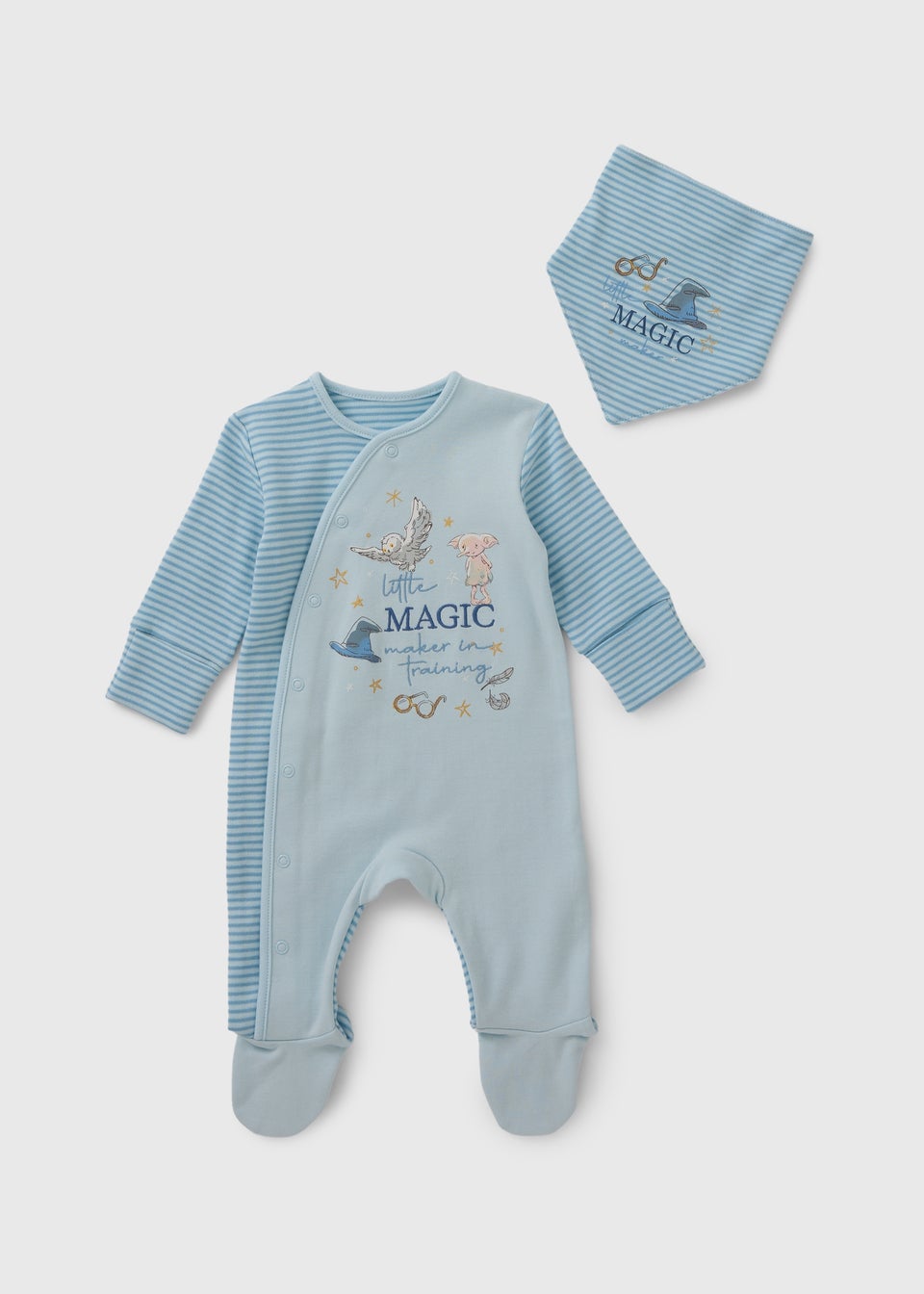 Baby Blue Magic Sleepsuit & Bib Set (Newborn - 23 Mths)