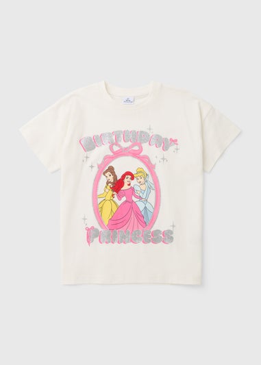 Disney Girls Cream Princess Birthday T-Shirt (3-9yrs)