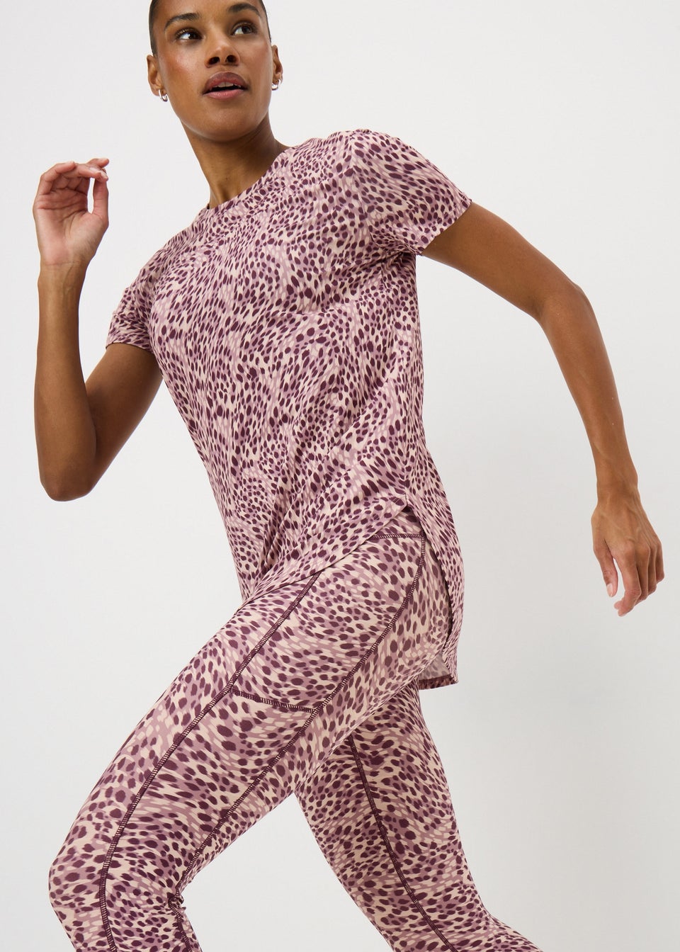 Rose Leopard Spot Longline T-Shirt