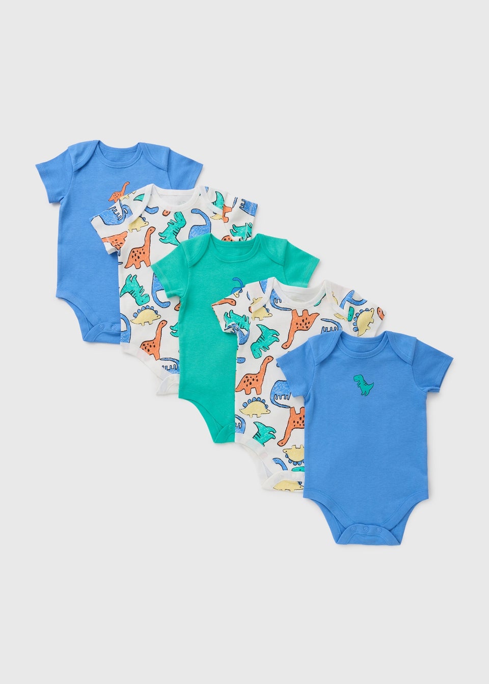 5 Pack Baby Multicolour Dino Bodysuits (Newborn-23mths)