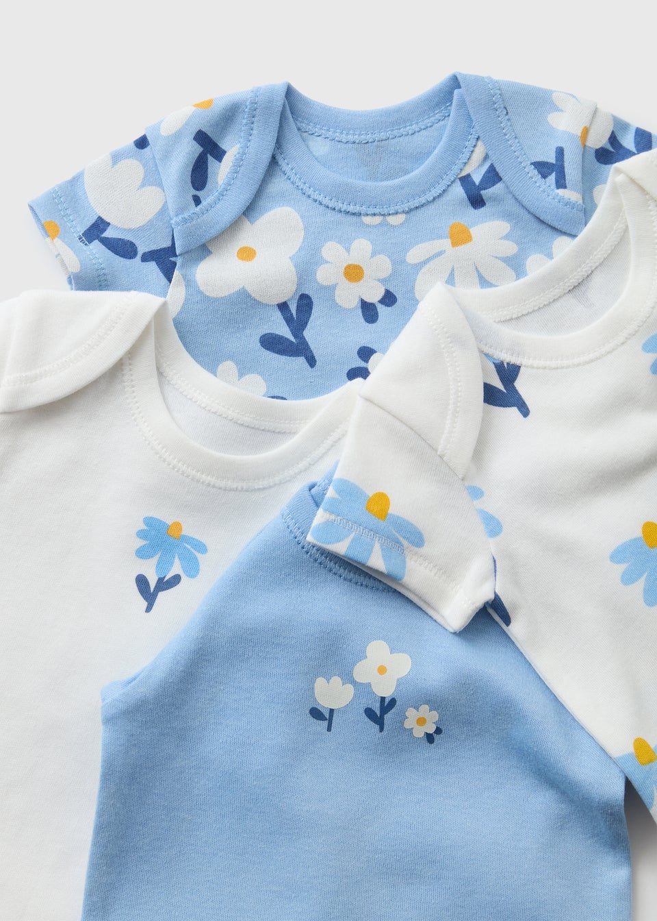 5 Pack Baby Blue Floral Bodysuits (Newborn-23mths)