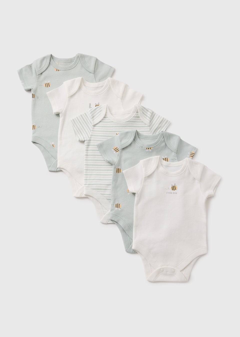 5 Pack Baby Sage Bee Bodysuits (Newborn-23mths)