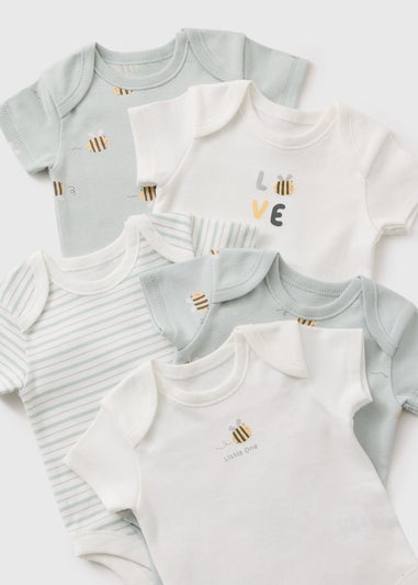 5 Pack Baby Sage Bee Bodysuits (Newborn-23mths)