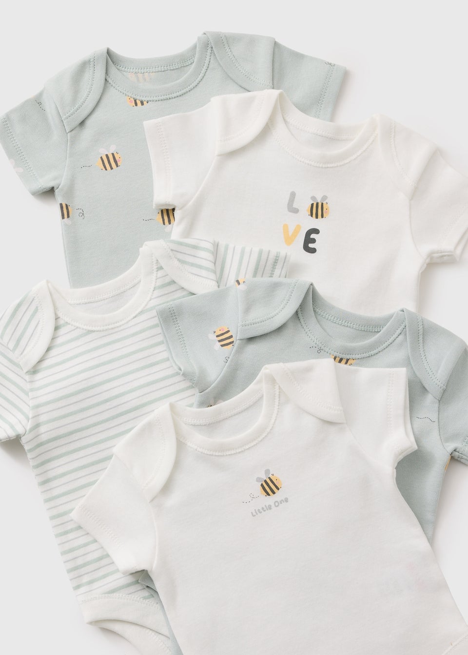 5 Pack Baby Sage Bee Bodysuits (Newborn-23mths)