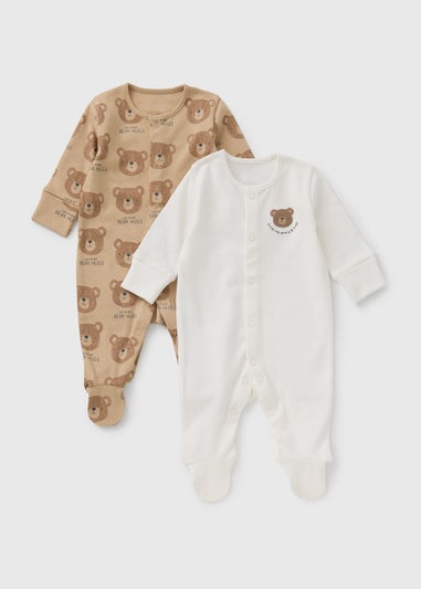 2 Pack Baby Brown Bear Sleepsuit (Newborn-23mths)