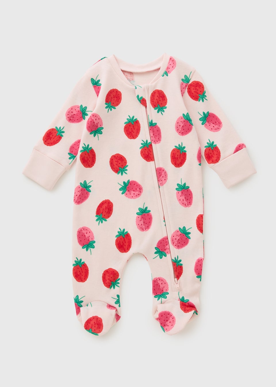 Baby Pink Strawberry Zipped Sleepsuit (Newborn-23mths)