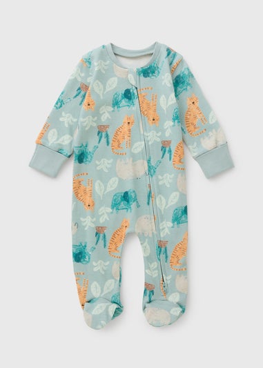 Baby Sage Safari Zipped Sleepsuit (Newborn-23mths)