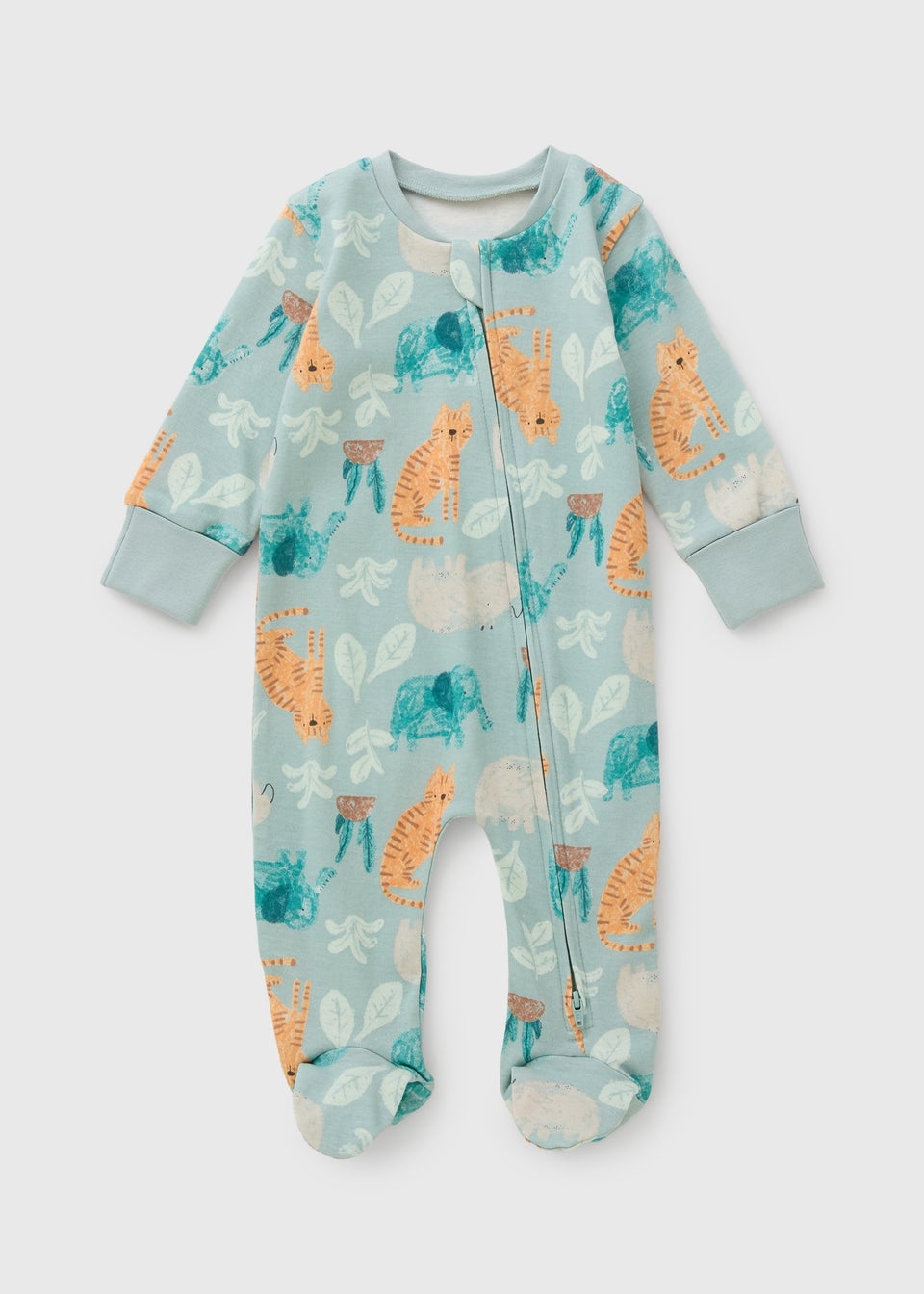 Baby Sage Safari Zipped Sleepsuit (Newborn-23mths)