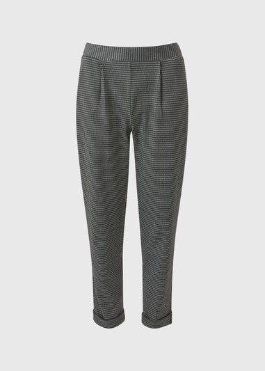 Black Check Ponte Tapered Trousers