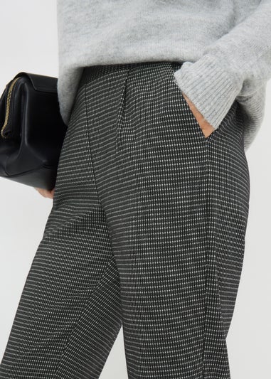 Black Check Ponte Tapered Trousers