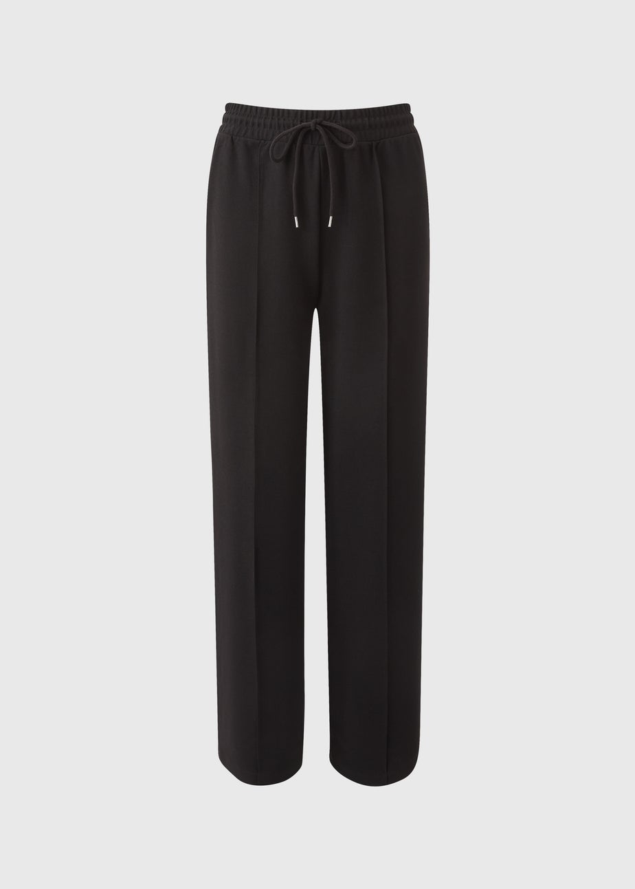 Black Seam Front Wide Leg Trousers