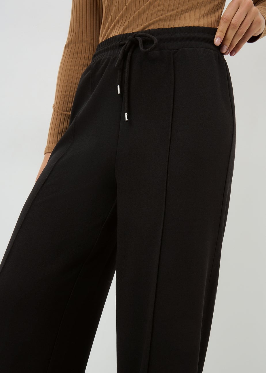 Black Seam Front Wide Leg Trousers