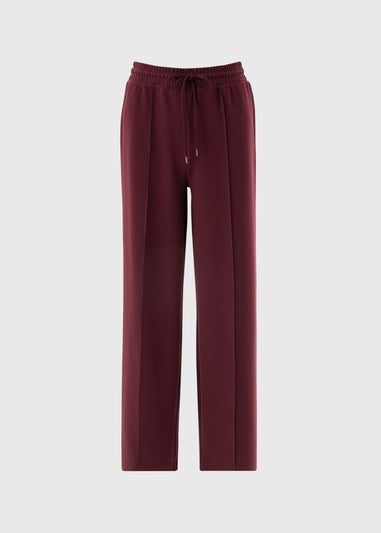 Burgundy Seam Front Wide Leg Trousers
