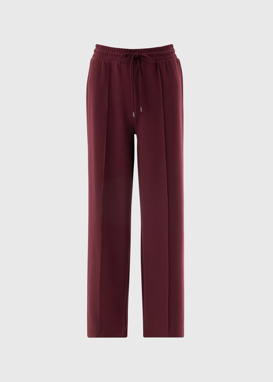 Burgundy Seam Front Wide Leg Trousers