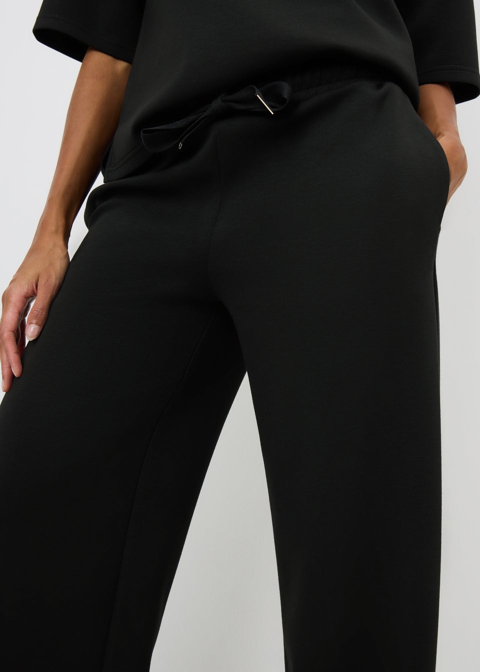 Black Scuba Wide Leg Co Ord Trousers