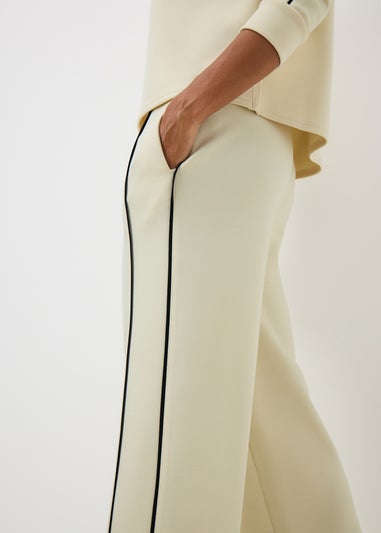 Cream Scuba Piped Co Ord Trousers